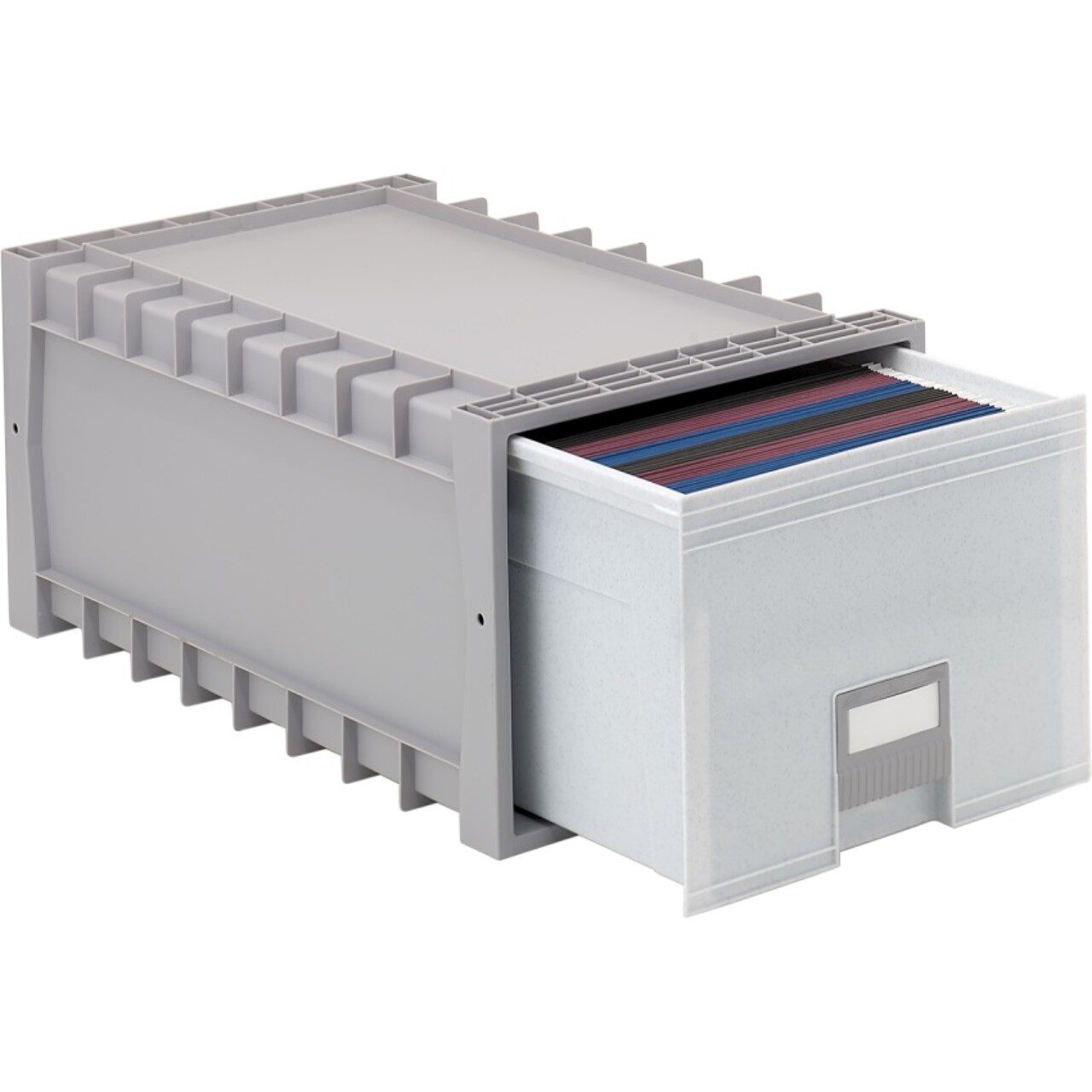Plastic Archive Storage Box, Letter/Legal, 24-Inch Drawer, Gray